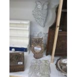 2 owl plaques and owl picture frame