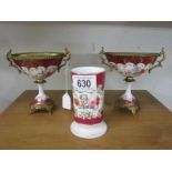 A pair of continental porcelain vases and 1 other