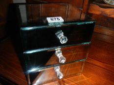 A 3 drawer mirrored jewellery box