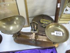 A vintage cast iron kitchen scales and balance scales etc.