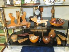 A quantity of wooden items including fruit bowl etc