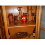 2 shelves of wooden items