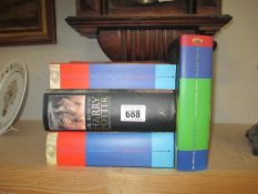 3 Harry Potter hardback books and 1 paperback (The order of the Phoenix and The half blood Prince