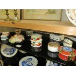 A good assortment of trinket pots and a wall plaque of a ladies face in an art deco style