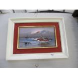 An oil on canvas signed fishing boat scene