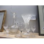 A good glass decanter, etched glass jug, vase etc.