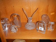 A quantity of glass paperweights etc.