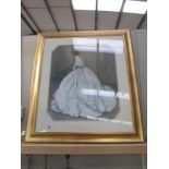 A gilt framed and glazed print of a lady in a ball gown, image 49 x 59 cm,