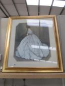 A gilt framed and glazed print of a lady in a ball gown, image 49 x 59 cm,