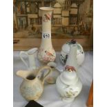 7 china and pottery vases etc