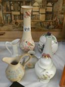 7 china and pottery vases etc