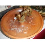A treen bowl with nutcracker in form of ships wheel