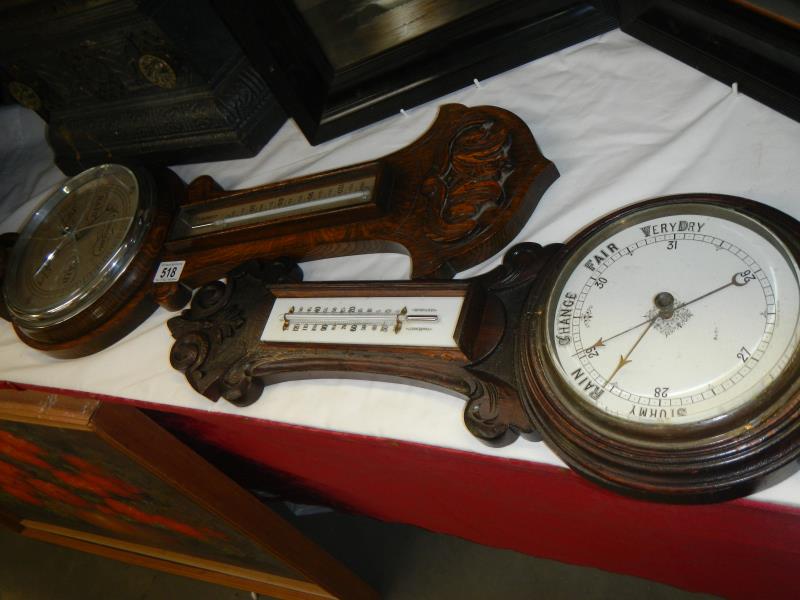 2 old wall barometers