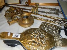 A quantity of brass items including fire items,