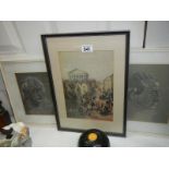 3 framed and glazed pictures including portraits