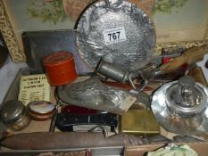 A mixed lot of silver plate and metal items