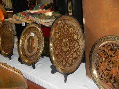 4 Egyptian / Middle Eastern brass trays