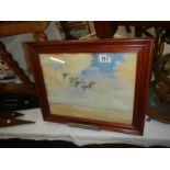 A framed and glazed picture of Ducks in Flight