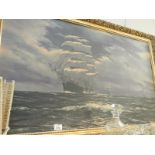 A large gilt framed nautical picture
