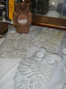 3 owl wall plaques and another owl plaque
