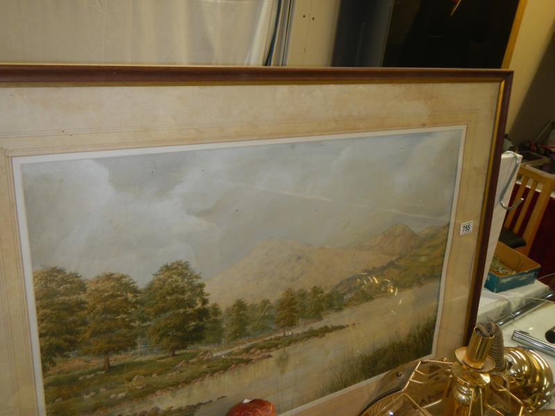 A framed and glazed picture of a Hill Lake scene
