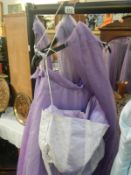 3 purple bridesmaids skirts and tops