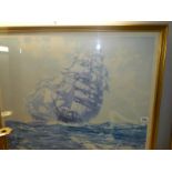 A framed and glazed nautical print