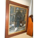 A framed and glazed picture of Choristers and Cathedral door