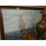 A framed nautical oil on board