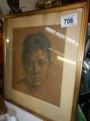 A framed and glazed portrait of a lady