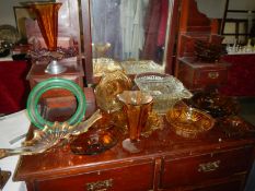 A collection of Carnival glass and glass items