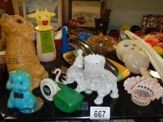 A mixed lot including unusual plastic items and toys