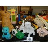 A mixed lot including unusual plastic items and toys