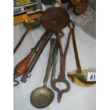 A quantity of old metal kitchen items etc