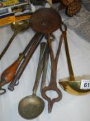 A quantity of old metal kitchen items etc