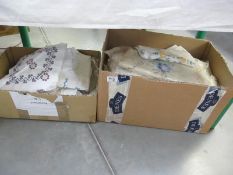 Two boxes of linen etc