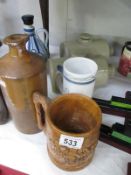 A quantity of stoneware items including 2 hot water bottles etc