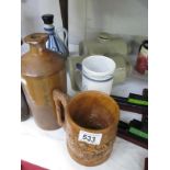 A quantity of stoneware items including 2 hot water bottles etc