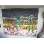 An oil on canvas Street scene