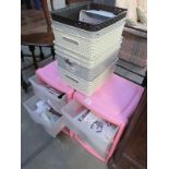 A quantity of craft items in plastic drawers etc