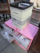 A quantity of craft items in plastic drawers etc