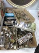 A quantity of silver plate cutlery and sets etc