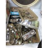 A quantity of silver plate cutlery and sets etc