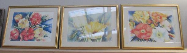 3 framed and glazed good Floral prints