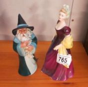 Two Royal Doulton figures Gandalf (a/f small chip to hat) and Loretta