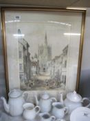 A framed and glazed picture of Ormskirk Church