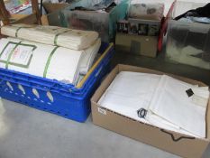 Two boxes of linen etc