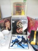 A collection of records including ABBA, Barry White, Rod Stewart, Carpenters,