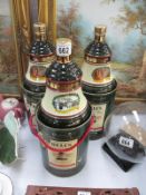3 Bells Wade Whisky Christmas Decanters in original boxes