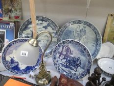 4 Dutch blue and white plates and chargers